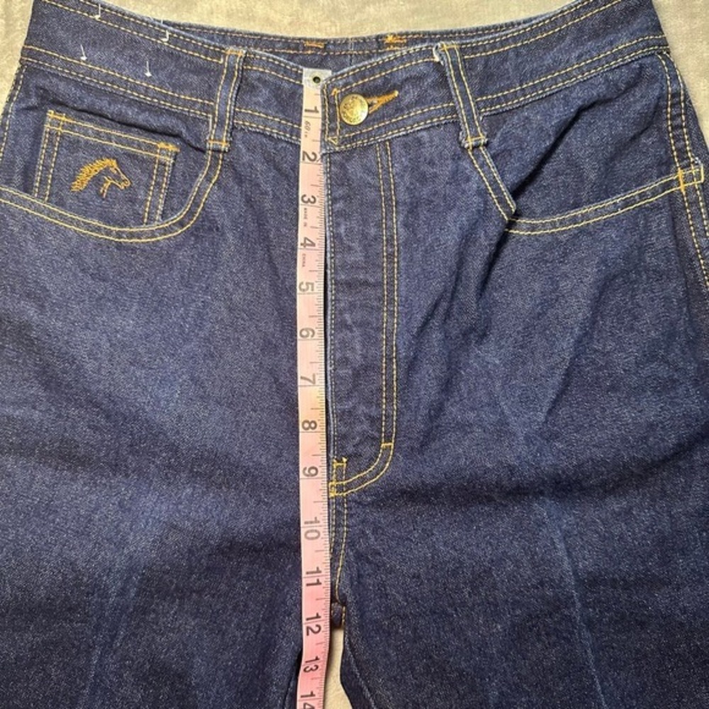 Vintage Jordache J9 Jeans Size 32L *27x26.5 Dark Wash Straight Leg Raw Hem 80s - Picture 14 of 17